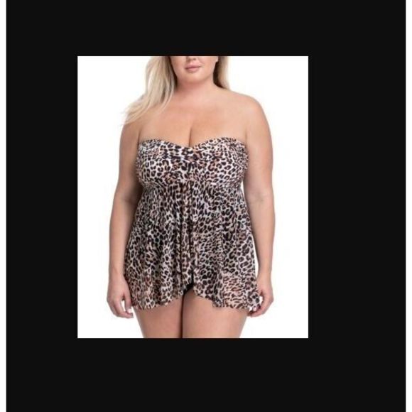 Profile x Gottex Plus Sz 18W Leopard Printed Flyaway One Piece Swimsuit $178 - Picture 9 of 9
